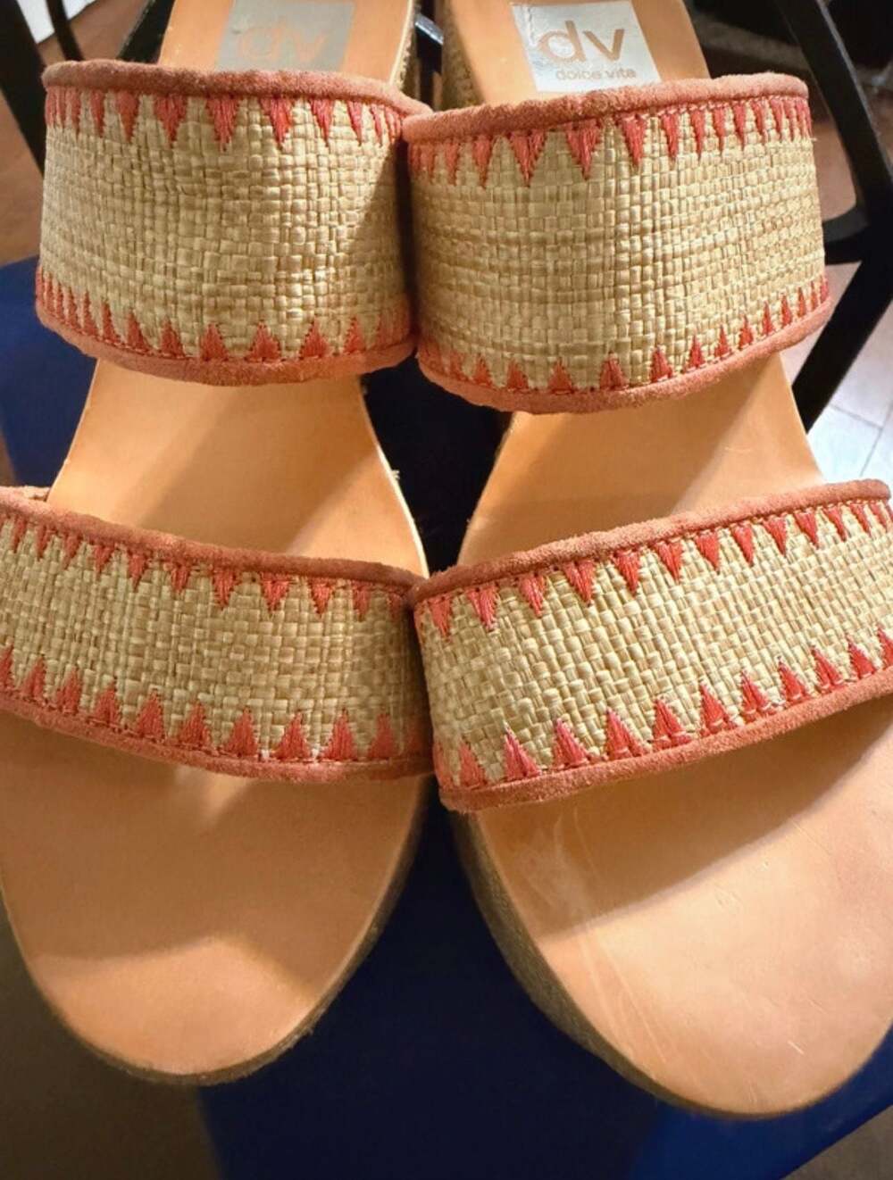 DV by Dolce Vita Vilka Double-Strap Raffia Wedge Sandals - Picture 3 of 9